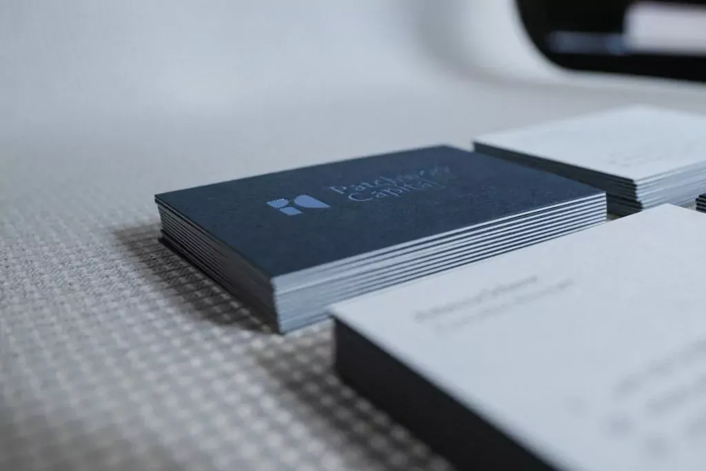 Kaschierte Visitenkarten für Patchwork Capital – Ansicht 2